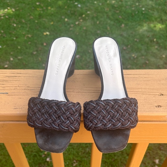 Veronica Beard Kerra Woven block-Heiled suede slide sandals - Picture 2 of 16